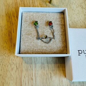 Elegant Silver Chain Mood Ring and Earring Set